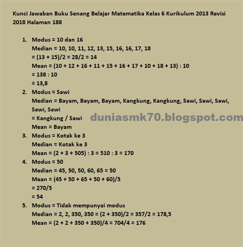 Dan matematika tetap diajarkan di kelas 4, 5, dan 6 dengan kata lain ada bukunya sendiri untuk pelajaran matematika soal uts/ pts matematika kelas 6 semester 1 kurikulum 2013 revisi 2018. Kunci Jawaban Buku Senang Belajar Matematika Kelas 6 ...