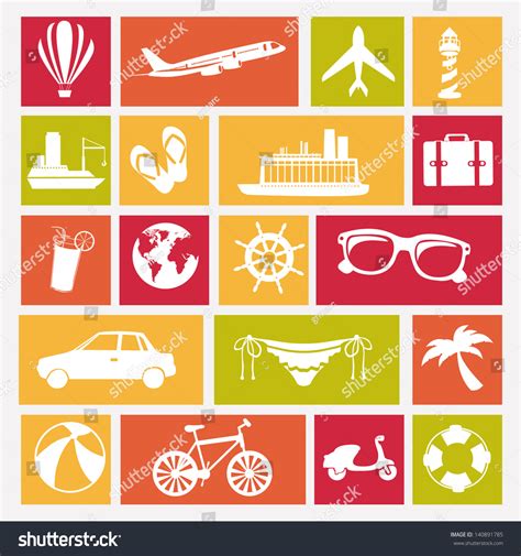 Travels Icons Over White Background Vector Royalty Free Stock Vector