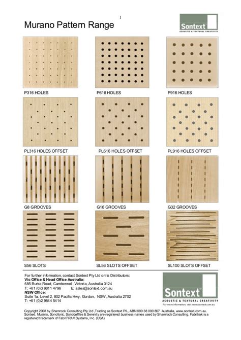 Murano ACoustic Wood Panel patterns