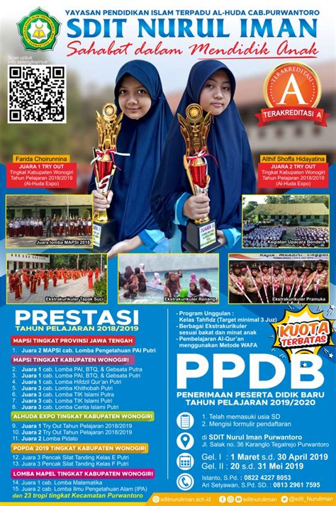 Selamat datang di situs penerimaan peserta didik baru (ppdb) kota calon peserta didik dapat melakukan pendaftaran melalui operator sekolah atau secara mandiri melalui aplikasi ppdb mandiri. Brosur PPDB SDIT Nurul Iman Tahun Pelajaran 2019/2020