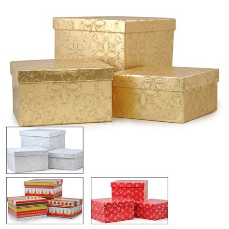 Packing box,embossing finished paper gift boxes rose gold,senior bridesmaid gift box with lid; Square Gift Box with Lid Set of Three - Holiday 6in | Gift ...