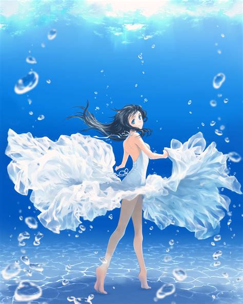 1920x1080px 1080p Free Download Water Girl Anime Blue Dress Gilr