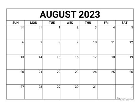 August Calendar 2023 Printable Free Download 2023 Printable Calendar