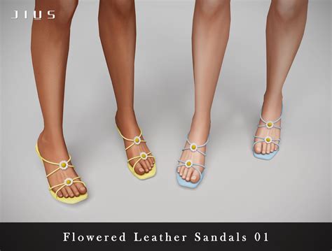 Jius Flowered Leather Sandals 01 In 2021 Sims 4 Cc Shoes Butterfly