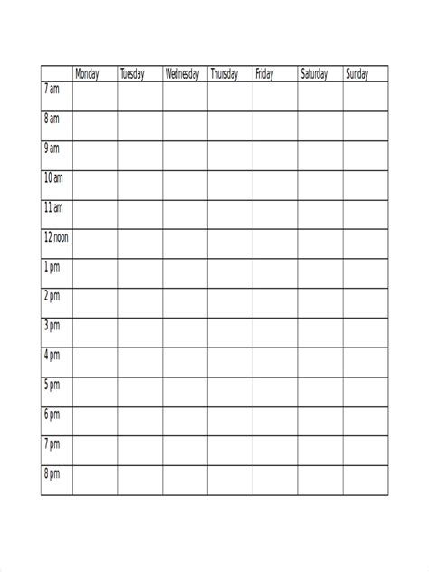 Blank Schedule Template Free Images And Photos Finder
