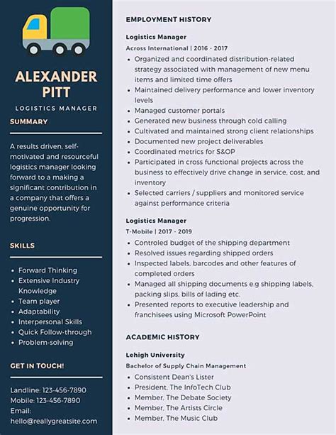 Logistics Manager Resume Samples And Templates Pdfword 2023 Rb