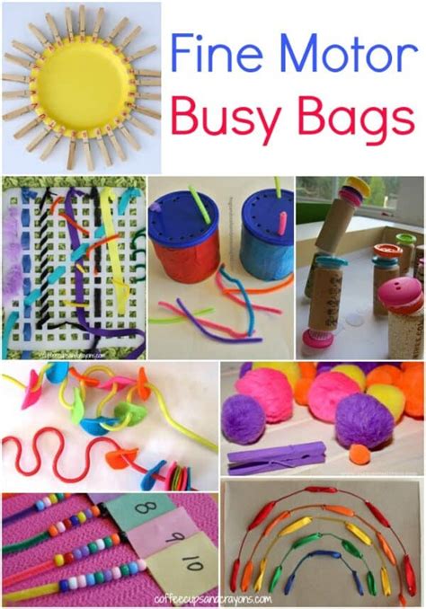 Fine Motor Busy Bags For Kids Coffee Cups And Crayons