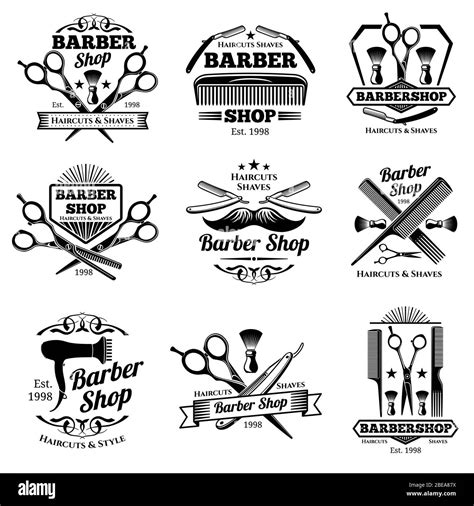 Vintage Barbershop Vector Emblems And Labels Barber Badges And Logos