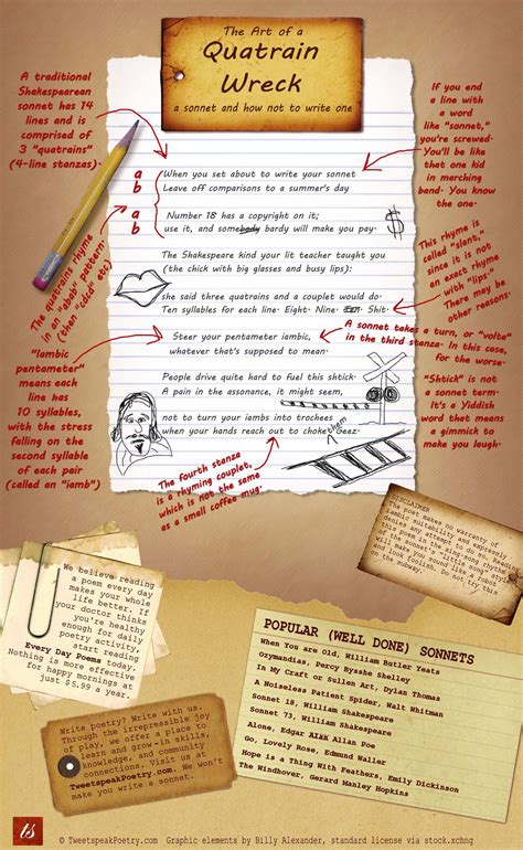How to Write a Sonnet - Fun Infographic from Tweetspeak, New York USA