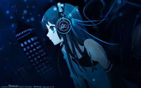 Headphone Anime Girl Listening To Music Wallpaper