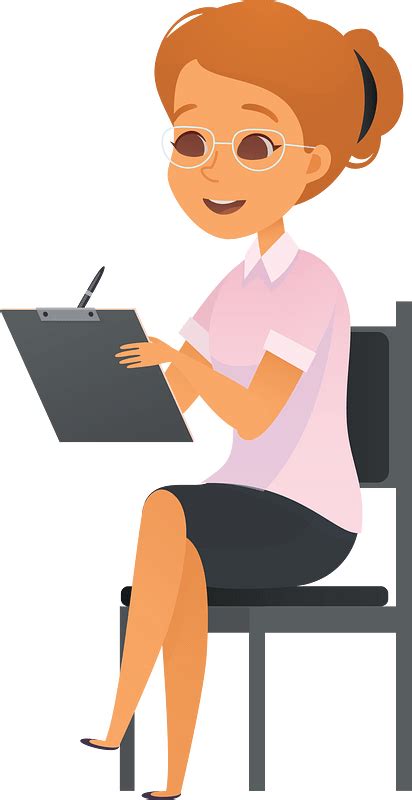 Woman Sitting Writing On Clipboard Clipart Free Download Transparent