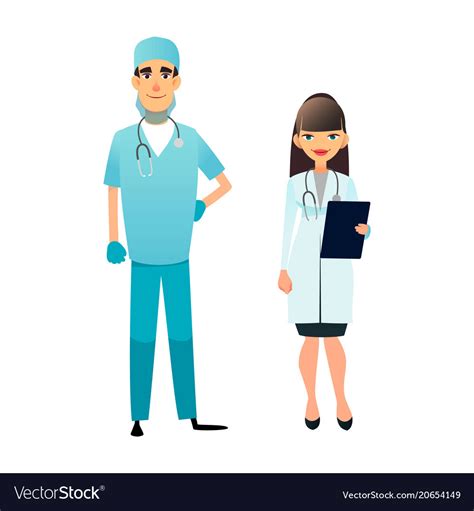 Doctor And Nurse Team Cartoon Medical Staff Vector Image