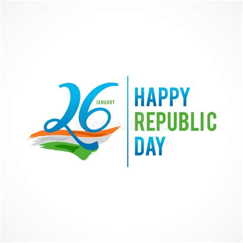 Happy Republic Day Background 26 January Logo Symbol Stock Vector