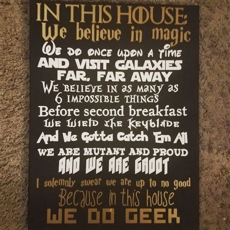 In This House We Do Geek Chalkboard Quote Art In This House We