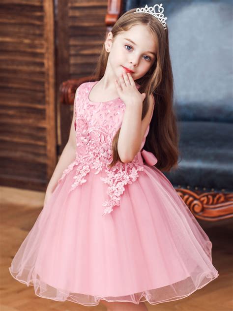 Flower Girl Dresses Jewel Neck Sleeveless Lace Kids Social Party