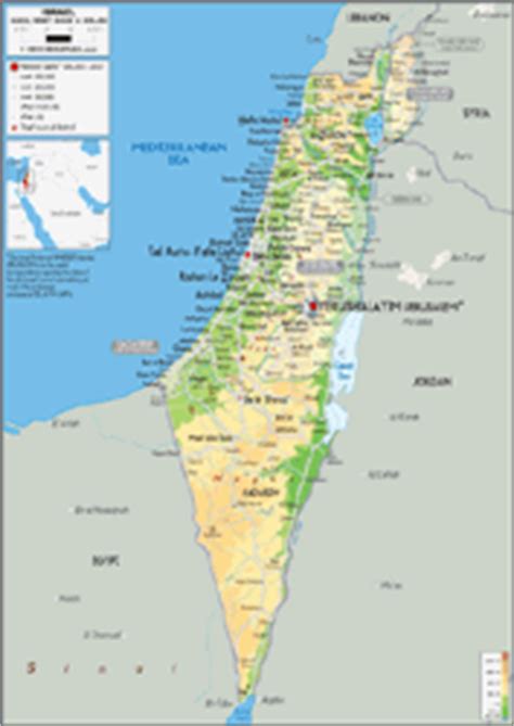 The map of palestine above shows israel surrounded by enemies on all sides, and stands alone in political circles of the. Israel Physical Wall Map by GraphiOgre