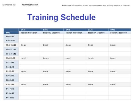 Training Plan Calendar Template