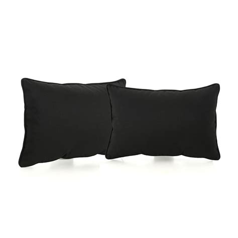 Set Of 2 Black Solid Rectangular Outdoor Throw Pillows 185 Walmart