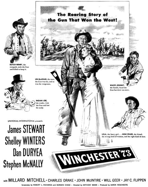 Jimmy Stewart Shelly Winters In Movie Winchester 73 Movie Poster Theatre Poster Cinema