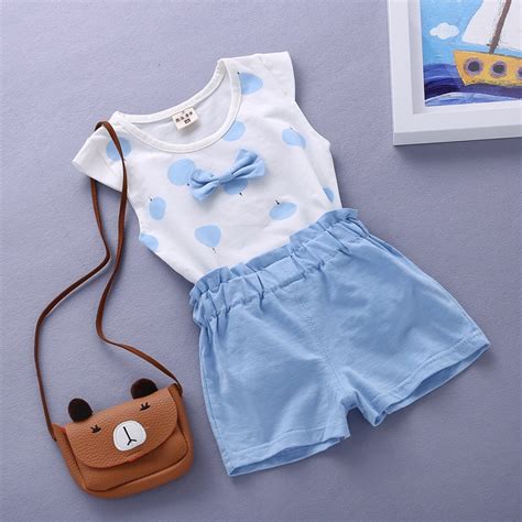 High Quality Childrens Cotton Short Sleeved Suit Baby Girl Summer