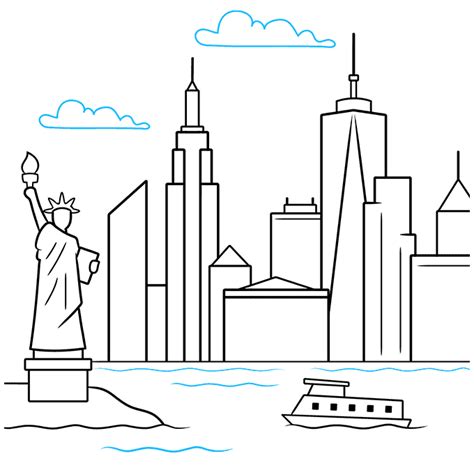How To Draw The New York Skyline Really Easy Drawing Tutorial