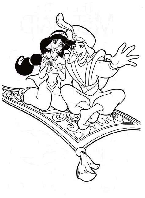 Posted in stuff coloring pages. Aladdin And Jasmine In The Night Journey With Magic Carpet ...