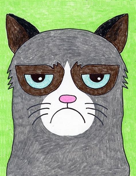 How To Draw Grumpy Cat Grumpy Cat Coloring Page Cat Face Drawing