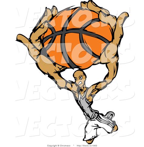 Vector Of A Cartoon Basketball Player Slam Dunk By