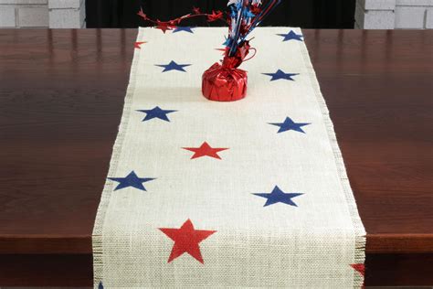 Our Handmade 4th Of July Red And Blue Star Burlap Table Runner Will