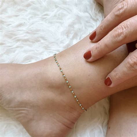 Turquoise Beaded Anklet By Misskukie