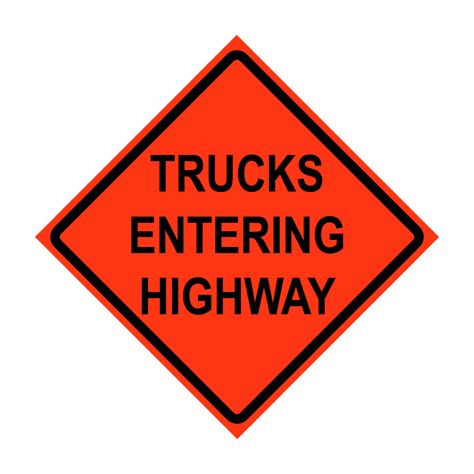 X Roll Up Traffic Sign Trucks Entering Highway