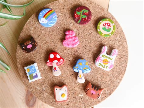Cute Handmade Clay Pins Oven Bake Clay Pinscute Pins Etsy