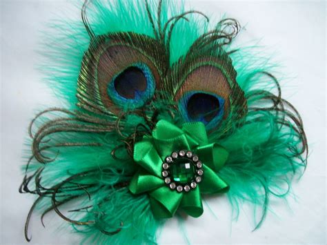 emerald peacock feather hair clip specialising in elegant gothic victorian vintage and steampunk