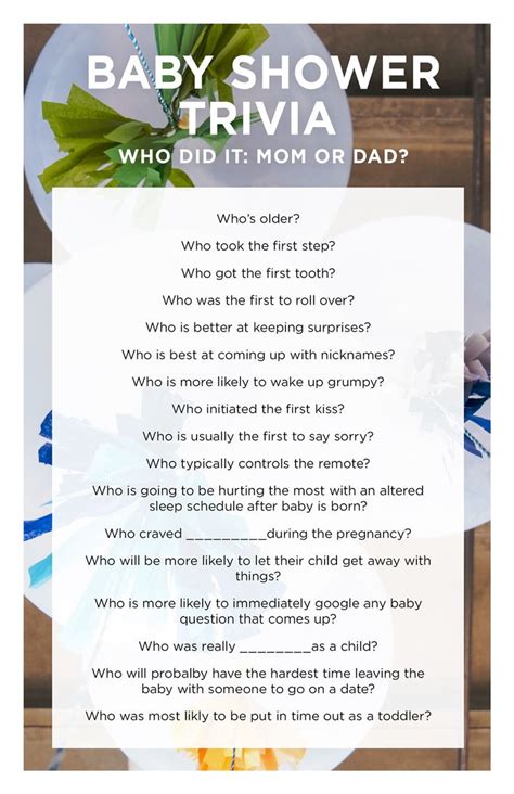 Funny Baby Shower Questions This Baby Shower Trivia Game Involves