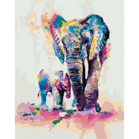 Paint By Numbers Elephants 40x50cm Braogbilligno Korssting