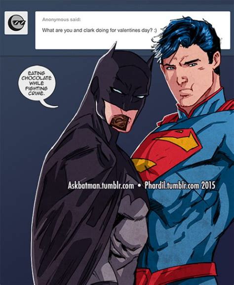 12518 52a Dc Batman Aka Bruce Wayne Superman Aka Clark Kent Valentine Day Eating
