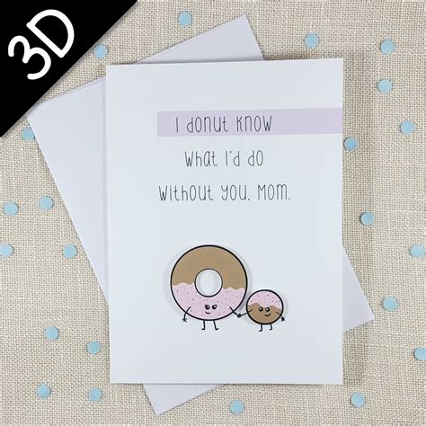 Donut Card For Mom Happy Mothers Day Card Mom Etsy Birthday Cards
