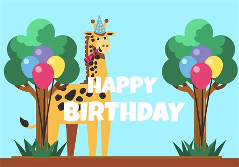 Happy Birthday Animal Giraffe 540476 Vector Art At Vecteezy