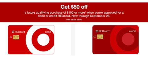 The target redcard™ debit card offers 5% savings at target and target.com along with a few valuable benefits. *HOT* Apply for a Target REDcard Debit or Credit Card, Get $50 off a $100 Purchase When Approved ...
