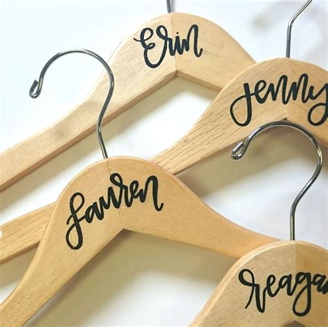 It is my second 'will you be my bridesmaid' project and many, many thanks to jen and lindsey of two broads design for these beautiful hangers… which. Personalized Calligraphy Hanger | Wedding hangers personalized, Personalized hangers, Cute ...
