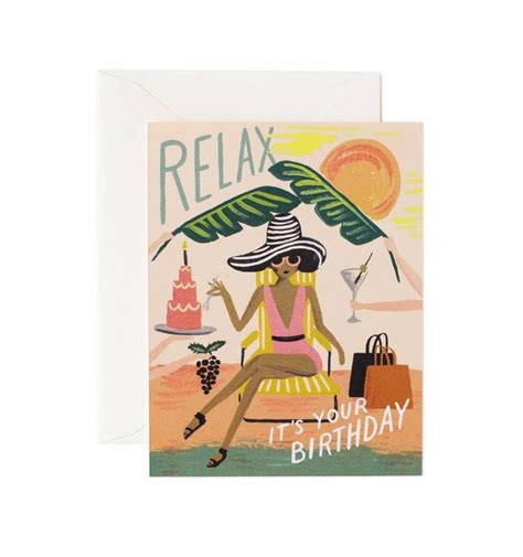 Relax Birthday Greeting Card Birthday Illustration Birthday Greeting