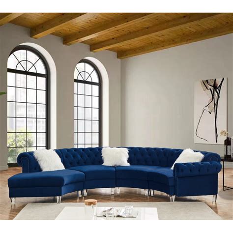 Legend Vansen 138.6'' Velvet Curved Modular Sectional Sofa - Wayfair Canada