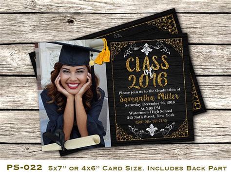 Printable Graduation Photo Invitation Customizable High School