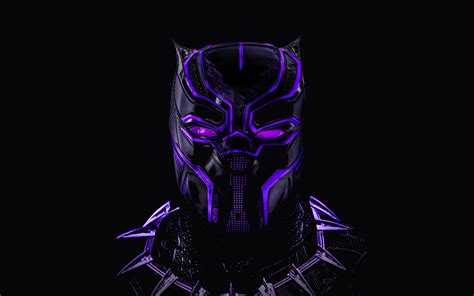 Download Wallpaper 3840x2400 Black Panther Superhero Dark Glowing