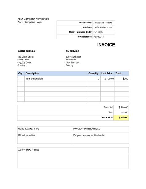 Word Document Invoice Template Invoice Template Free 2016 Invoice