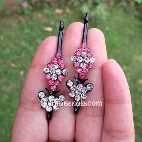 Dark Pink Crystal Hair Pins For Wedding