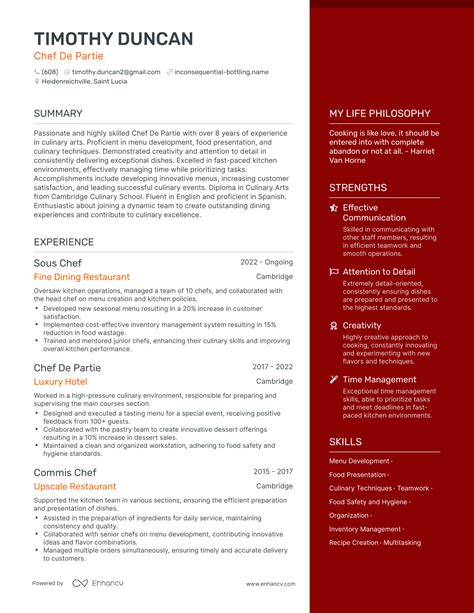 3 Chef De Partie Resume Examples And How To Guide For 2023