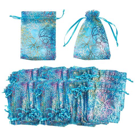 Maybe you would like to learn more about one of these? Organza Bags - 120-Count Blue Coral Satin Drawstring ...
