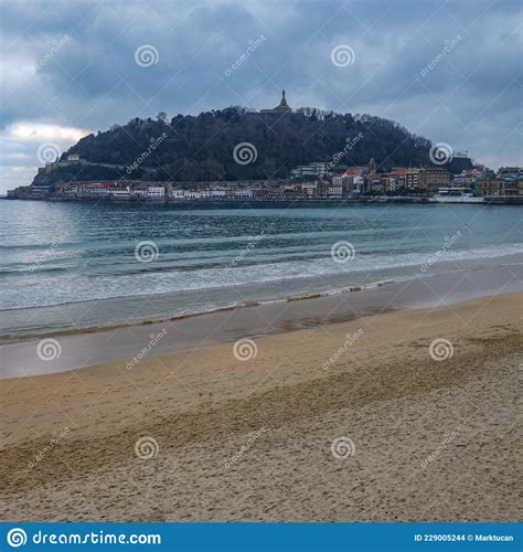 Views Of Monte Urgull From La Concha Bay Stock Photo Image Of Tourism