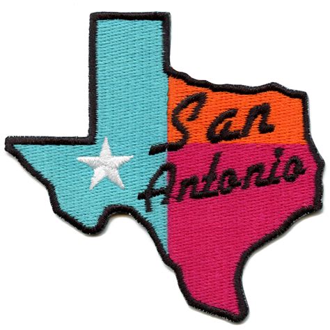 San Antonio Texas Retro Colors State Parody Embroidered Iron On Patch